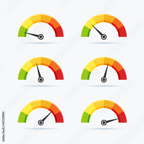 Set of Speedometer. Isolated Vector Illustration