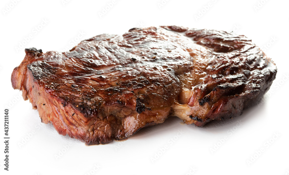 roasted rib-eye beef steak isolated on white background Stock Photo ...