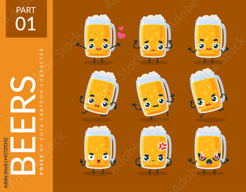 Cartoon images of Beer. First set. Vector Illustration