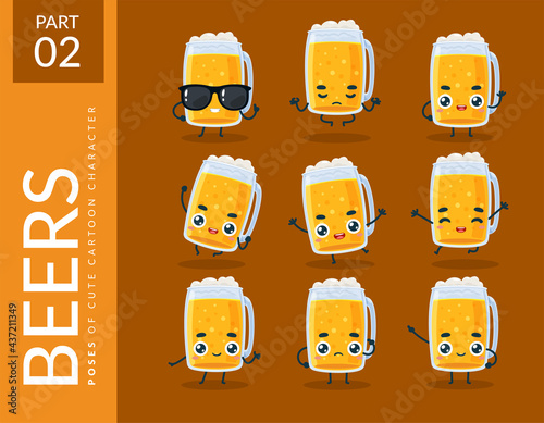 Cartoon images of Beer. Second set. Vector Illustration