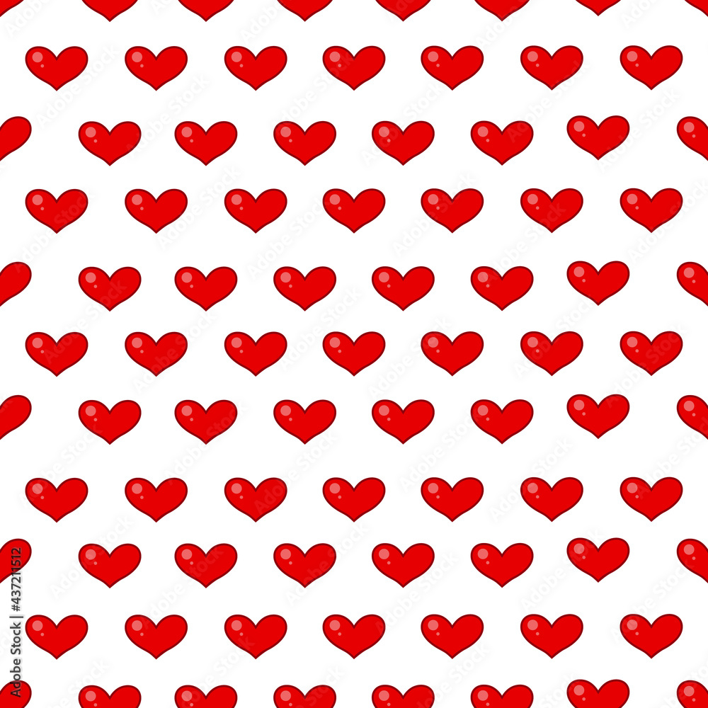 Cute Red Heart Simple Seamless Pattern. Vector design love background.