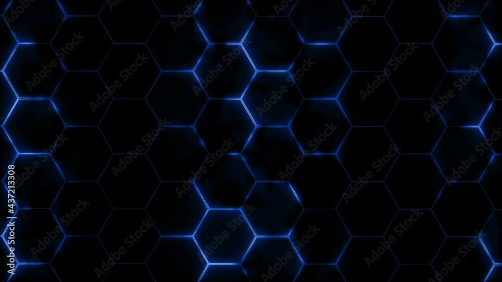 Abstract futuristic hexagon mesh with light effects. Can be used as a background for presentations, news, online media. Looped

