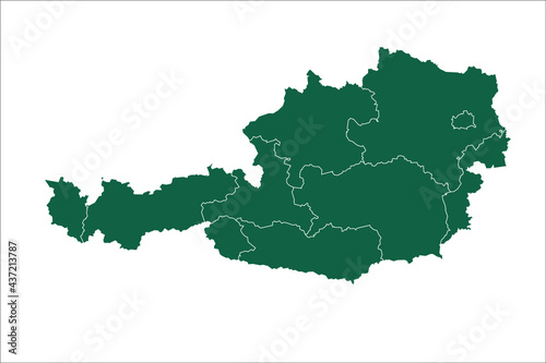 Austria map Green Color on White Backgound 