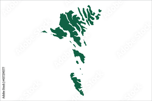 Faroe Islands map Green Color on White Backgound	