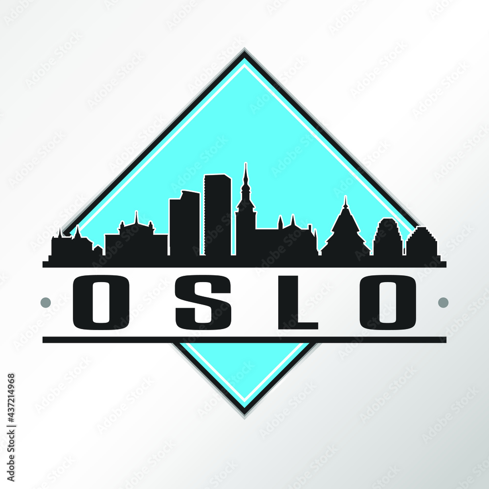 Oslo Norway Skyline Logo. Adventure Landscape Design Vector Illustration.