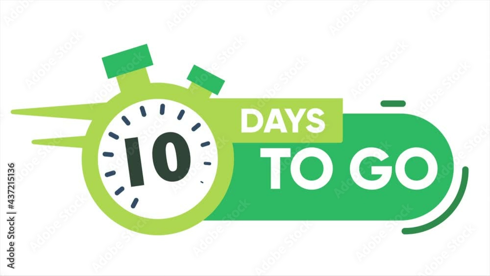 10 days to go. Sale banner. Business concept. Timer icon.