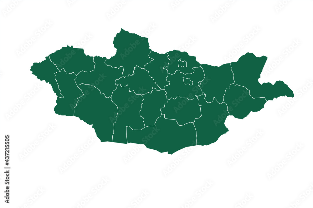 Fototapeta premium Mongolia map Green Color on White Backgound