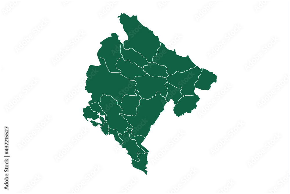 Montenegro map Green Color on White Backgound