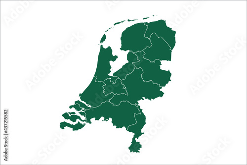 Netherlands map Green Color on White Backgound