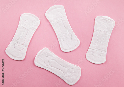 Sanitary napkins or pad  on pink background.