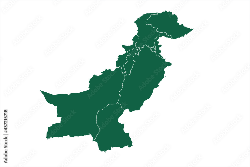 Pakistan map Green Color on White Backgound	