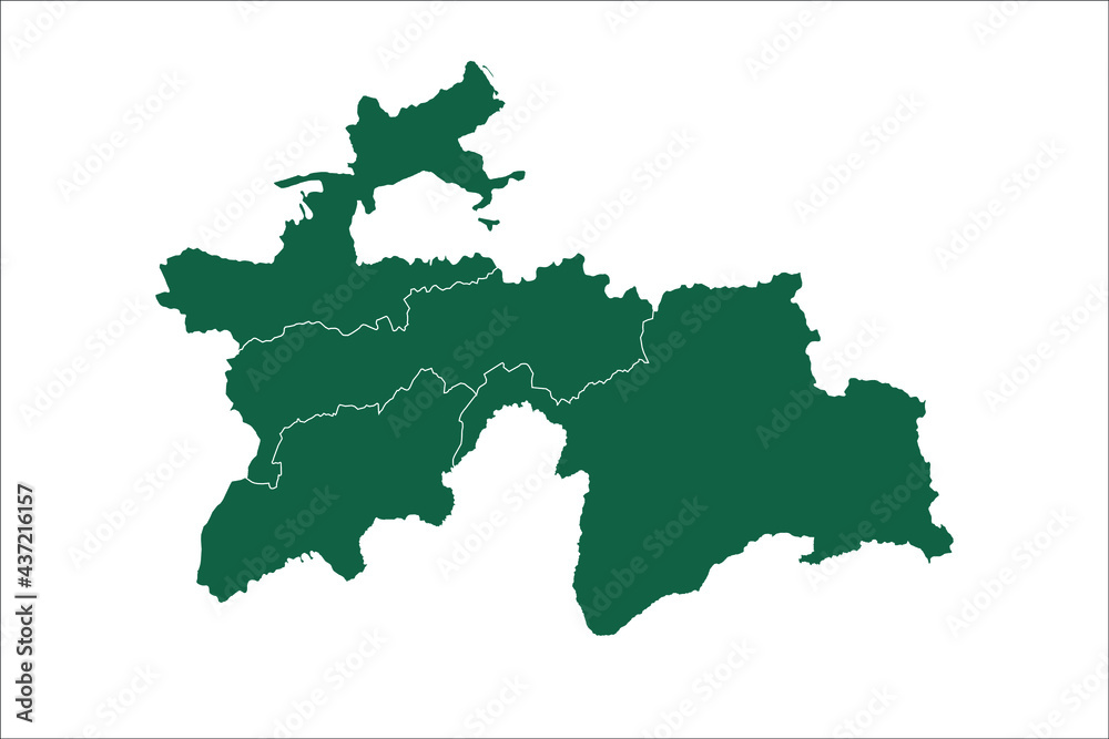 Tajikistan map Green Color on White Backgound	