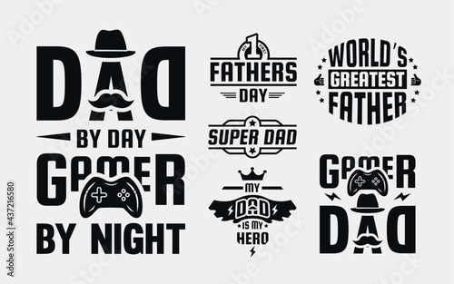 Set of label quotes for fathers day, fathers day typography, fathers day lettering illustration vector