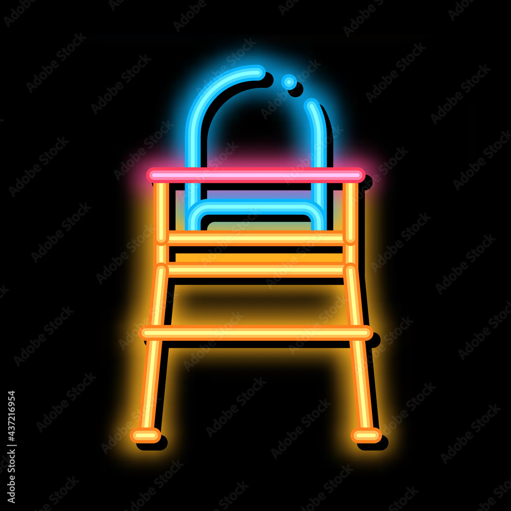 Chair For Feeding neon light sign vector. Glowing bright icon Chair For Feeding sign. transparent symbol illustration Chair For Feeding neon light sign vector. Glowing bright icon Chair For Feeding sign. transparent symbol illustration