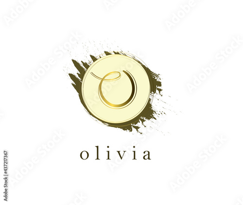 logo with name olivia in olive color circle with design