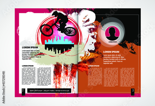 Printing magazine or e-book with sport subject in background, easy to editable vector