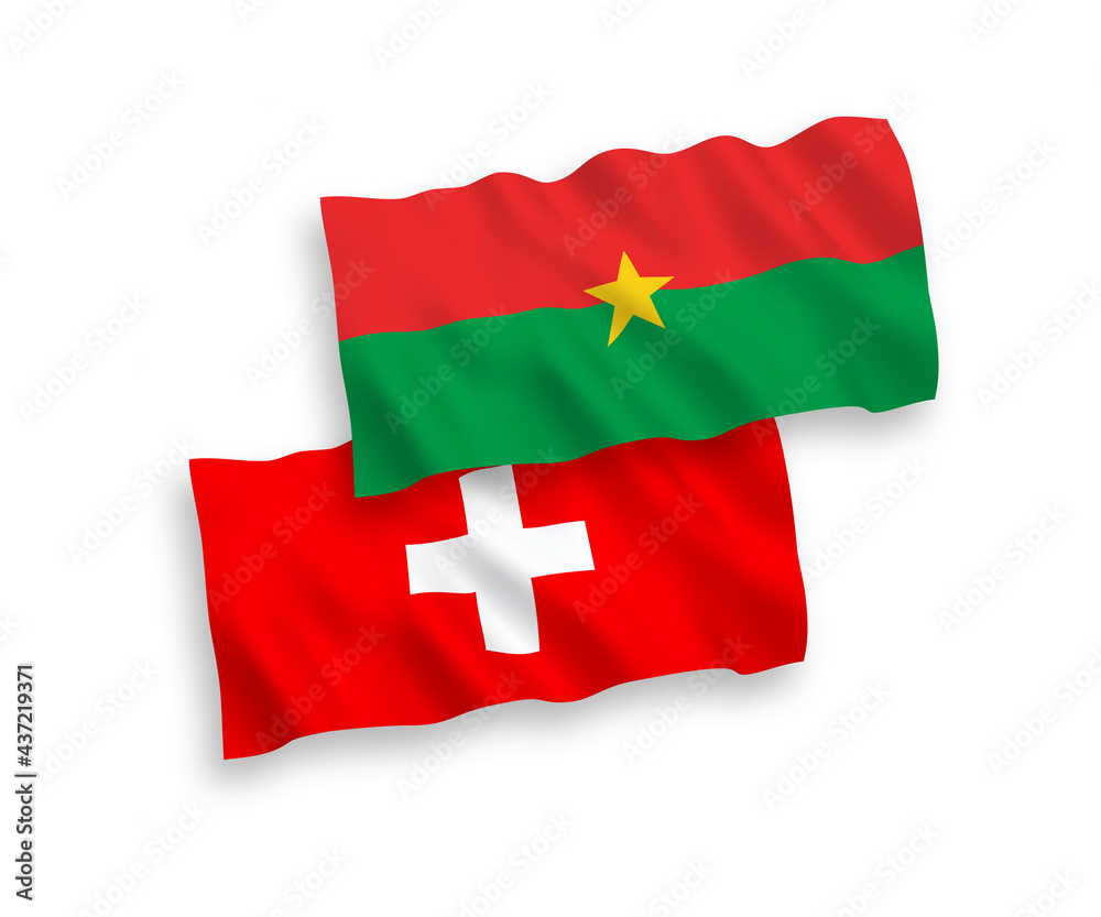 Flags of Burkina Faso and Switzerland on a white background Flags of Burkina Faso and Switzerland on a white background
