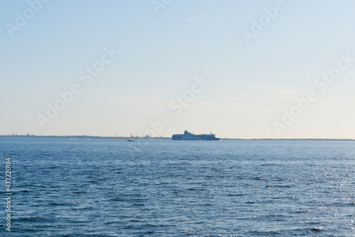 Nice cruise ferry sailing to the horizon in the Baltic Sea © valeri