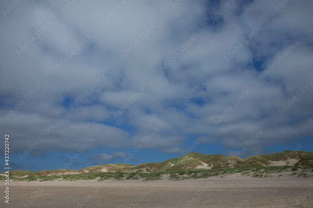 Dunes and beach at Northsea coast Julianadorp Netherlands.