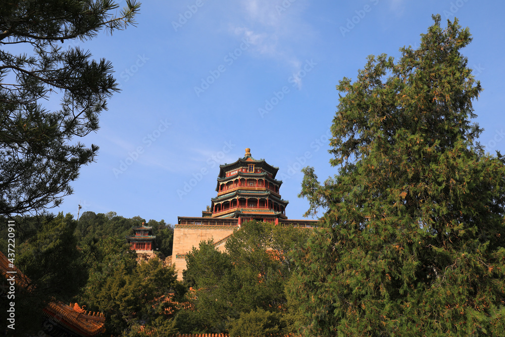 The architectural landscape of foxiangge is in the summer palace, Beijing The architectural landscape of foxiangge is in the summer palace, Beijing