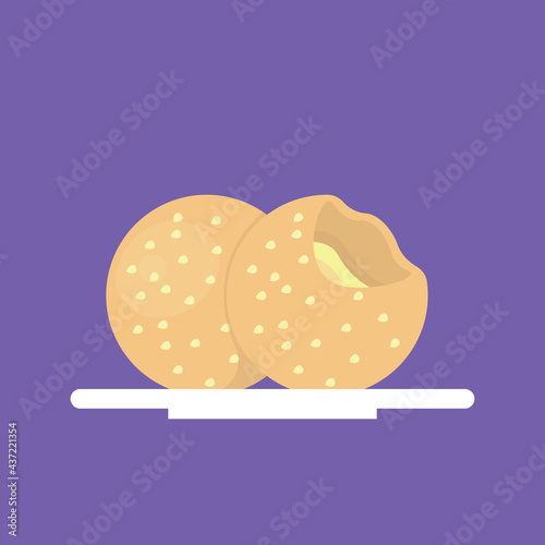 dumplings onde food illustration in the food box. snacks or cakes. Indonesian food. flat style. vector design