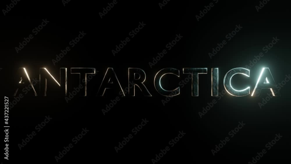 3d text Antarctica glitters in two colors on a black background