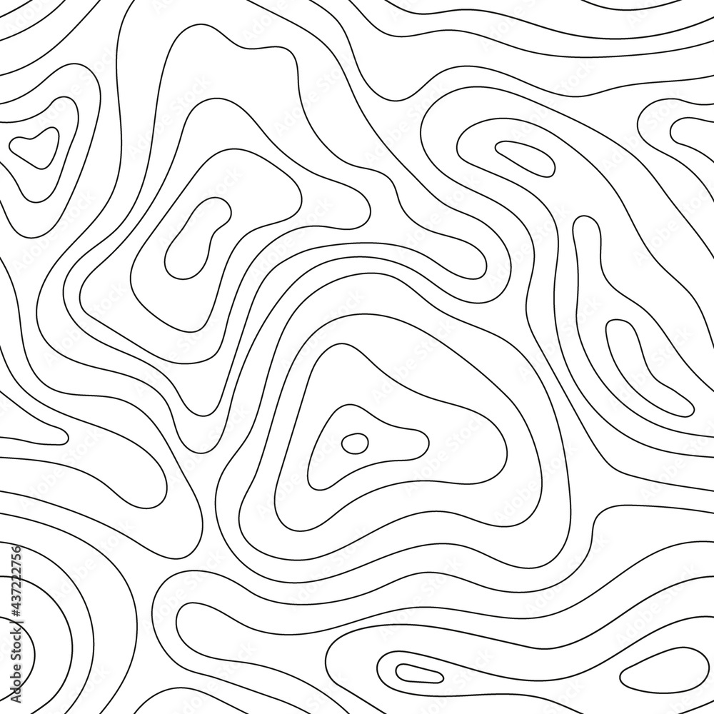 Topographic line pattern, map landscape background above view. Vector abstract line - obrazy, fototapety, plakaty 