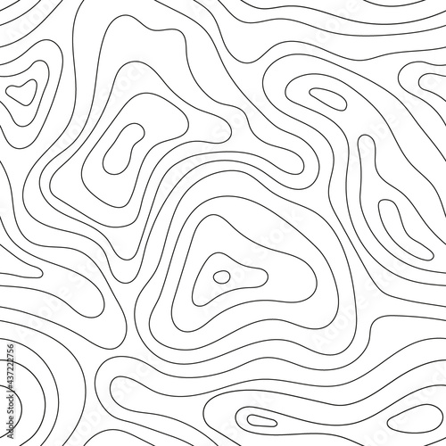 Topographic line pattern, map landscape background above view. Vector abstract line