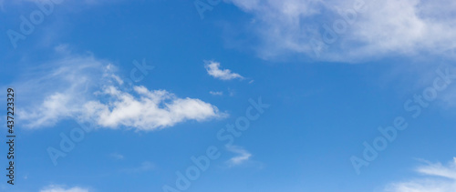Panorama of low cloud blue sky.