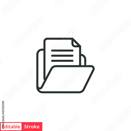 Document file line icon. Simple outline style. Collect, account, statement, bank, data, email, file, open folder concept. Vector illustration isolated on white background. Editable stroke EPS 10.