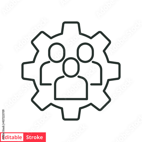 Management team line icon. Simple outline style. Manage, facility, workforce, employee, function, partnership, leader concept. Vector illustration isolated on white background. Editable stroke EPS 10.