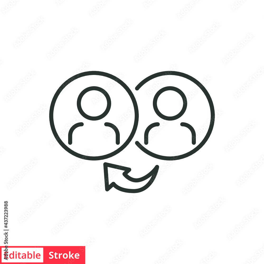 Referrals line icon. Simple outline style. Reference, business, communication, marketing, user, people, network concept. Vector illustration isolated on white background. Editable stroke EPS 10. Referrals line icon. Simple outline style. Reference, business, communication, marketing, user, people, network concept. Vector illustration isolated on white background. Editable stroke EPS 10.