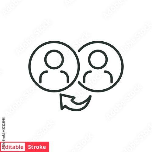 Referrals line icon. Simple outline style. Reference, business, communication, marketing, user, people, network concept. Vector illustration isolated on white background. Editable stroke EPS 10.