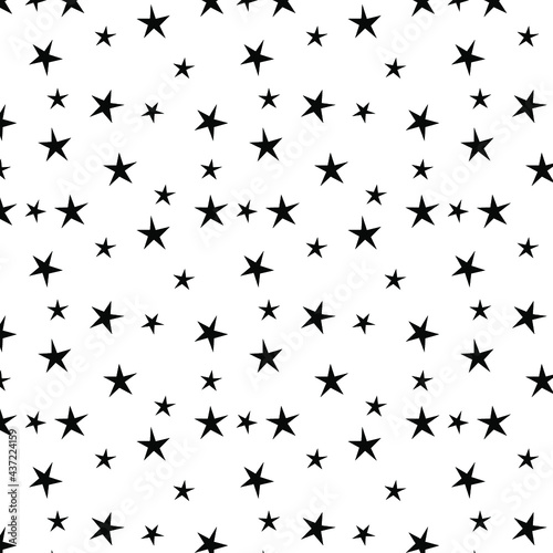 Seamless abstract background with stars. Illustration black and white