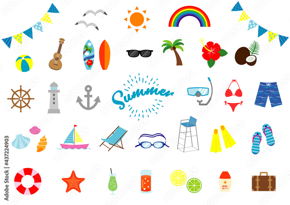 夏のベクターイラストのセット 夏のベクターイラストのセット