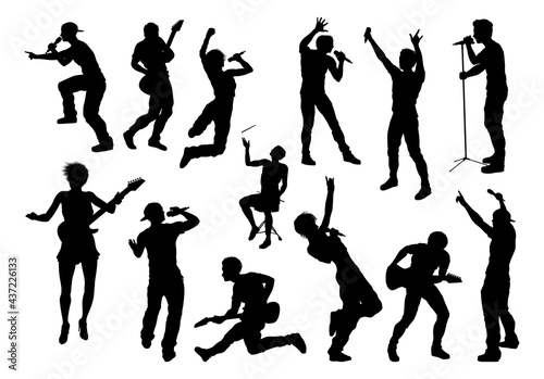 Pop Rock Band or Hiphop Musicians Silhouettes