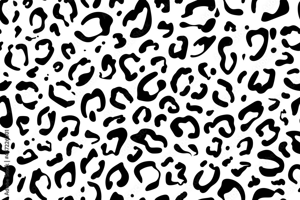 Seamless pattern of leopard skin print, monochrome vector