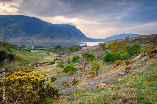 Rannerdale with Crummock Water and Mellbreak beyond, Rannerdale is known as the Valley of the Bluebells, located next to Crummock Water in the Lake District National Park