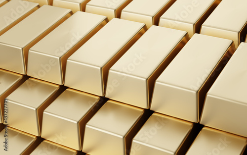 Gold bars in bank vault