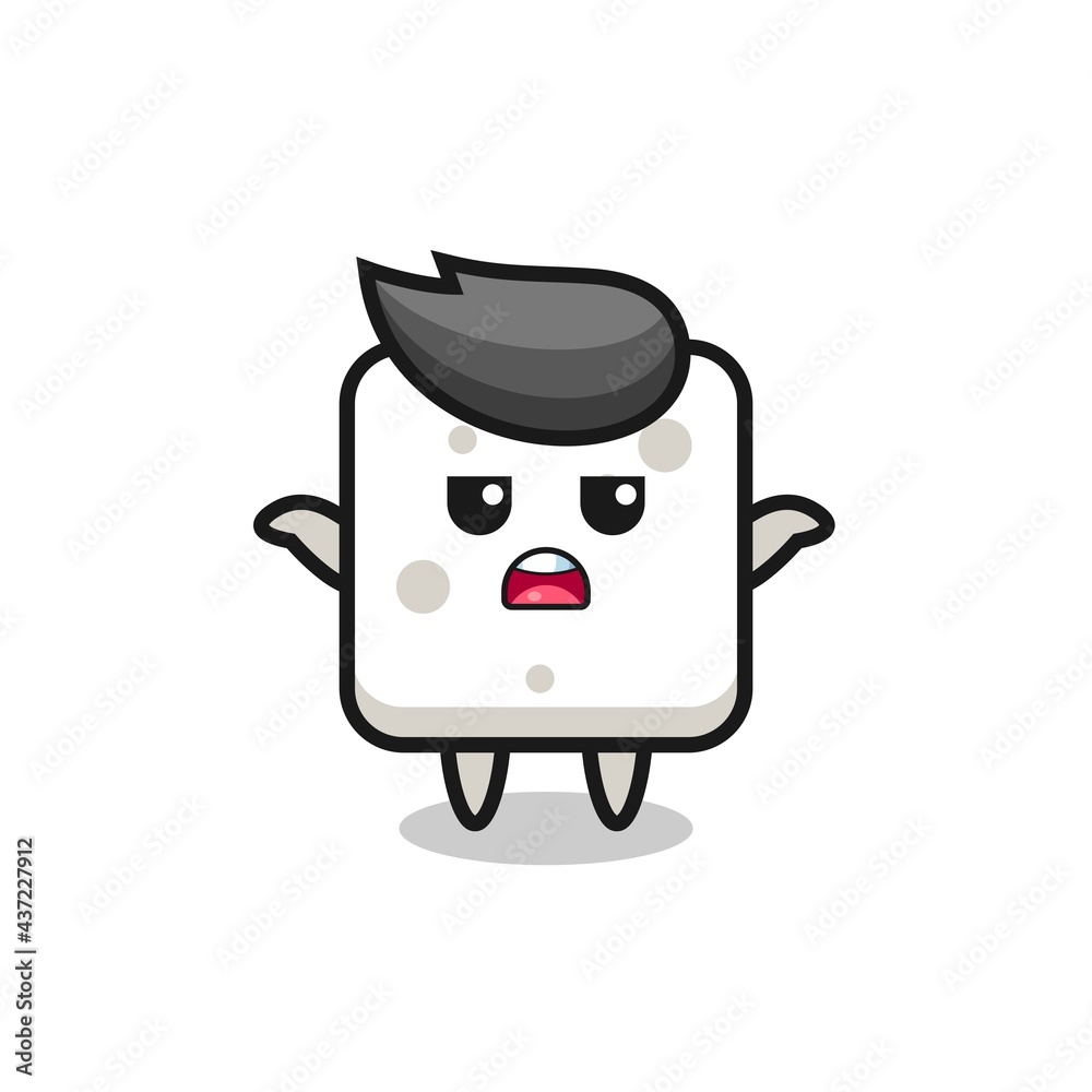 sugar cube mascot character saying I do not know sugar cube mascot character saying I do not know