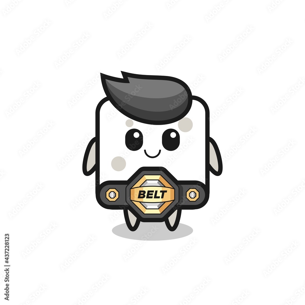 the MMA fighter sugar cube mascot with a belt