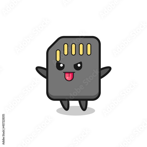 naughty sd card character in mocking pose