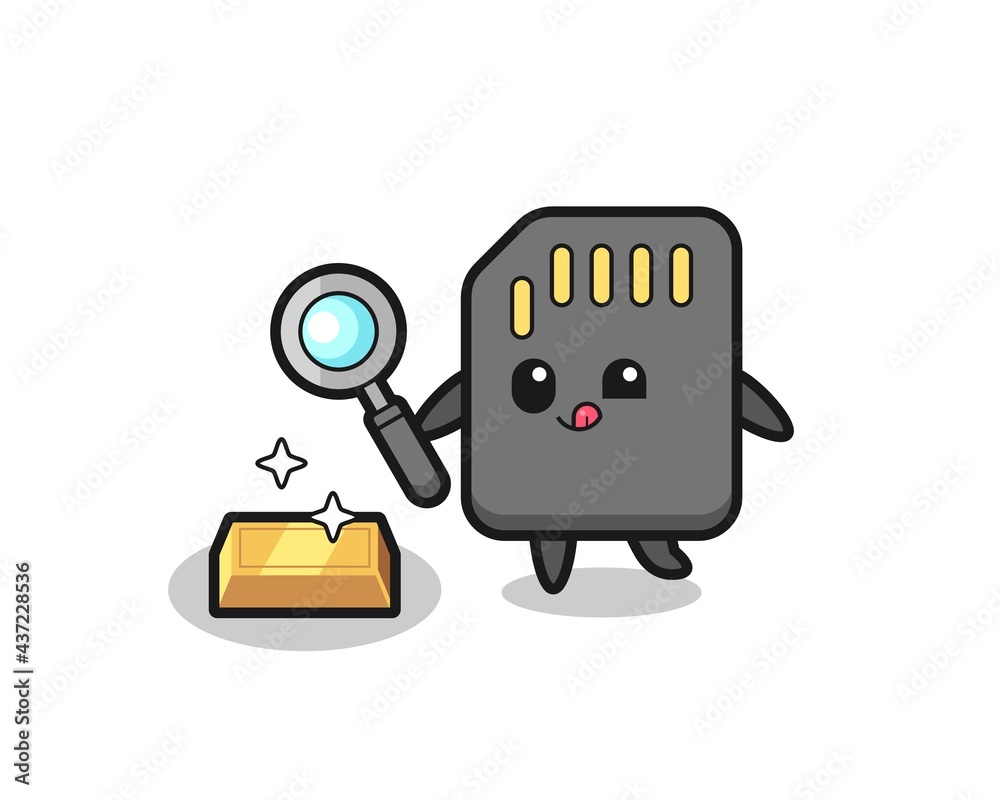 sd card character is checking the authenticity of the gold bullion sd card character is checking the authenticity of the gold bullion
