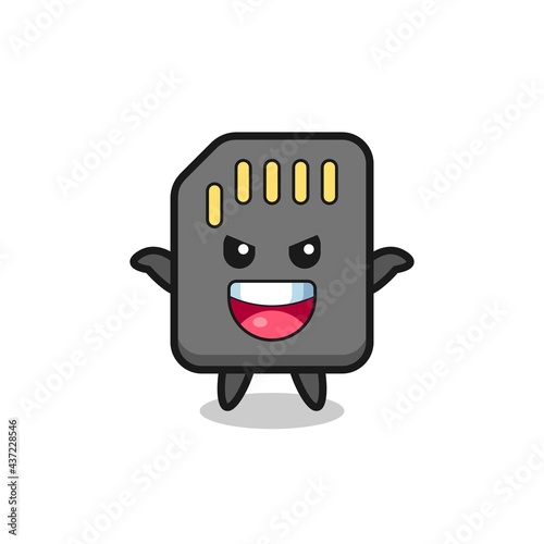 the illustration of cute sd card doing scare gesture