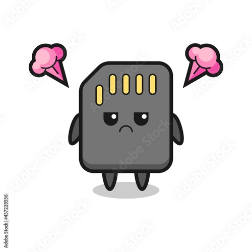 annoyed expression of the cute sd card cartoon character