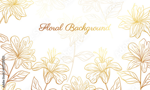 hand drawn golden floral background