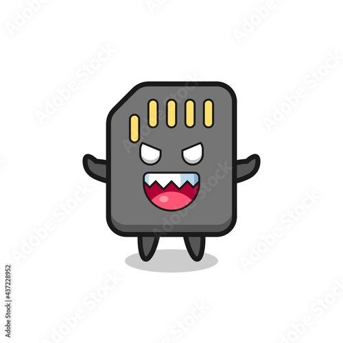 illustration of evil sd card mascot character