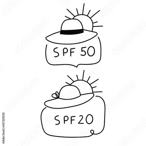 Badges. SPF 50, SPF 20. Vector outline icon illustrations.