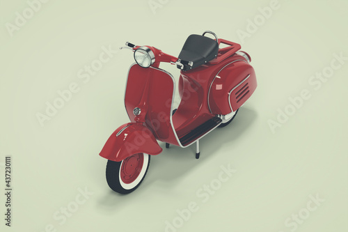 red scooter on white background