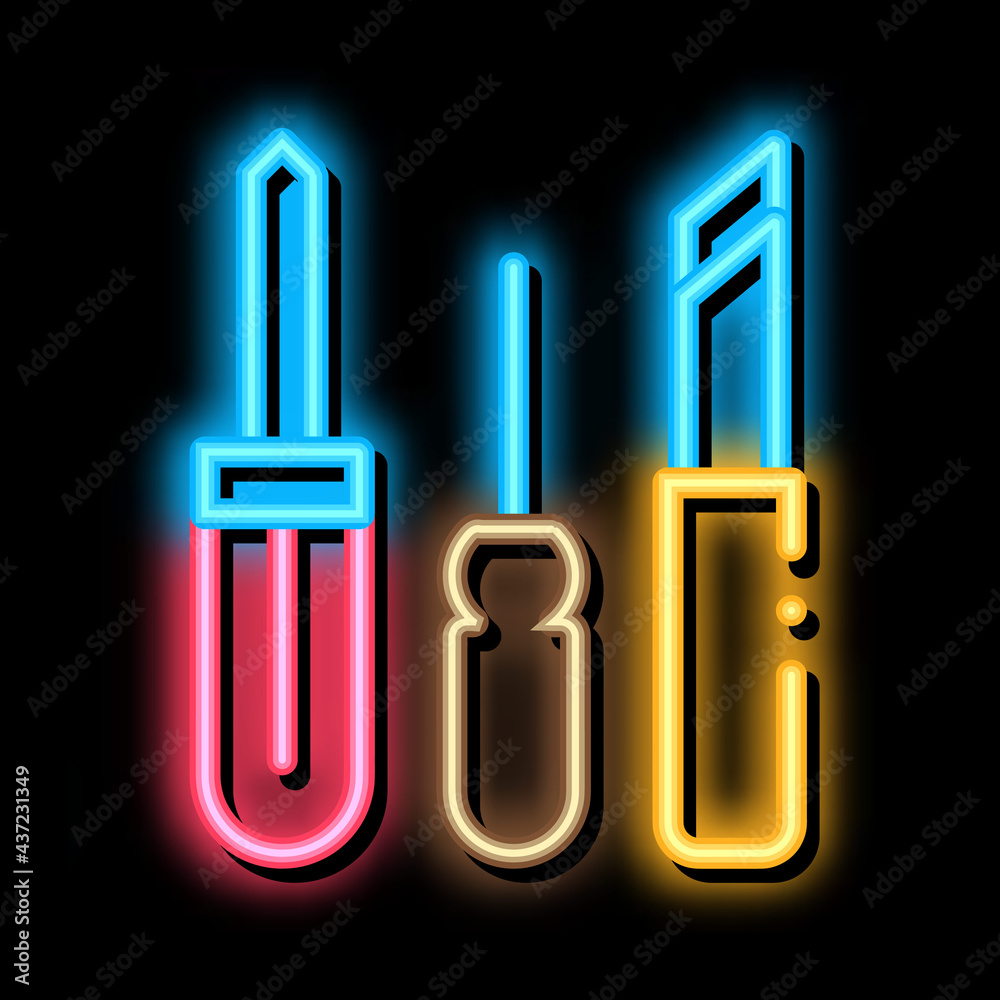 Shoe Repair Tools neon light sign vector. Glowing bright icon Shoe Repair Tools sign. transparent symbol illustration Shoe Repair Tools neon light sign vector. Glowing bright icon Shoe Repair Tools sign. transparent symbol illustration